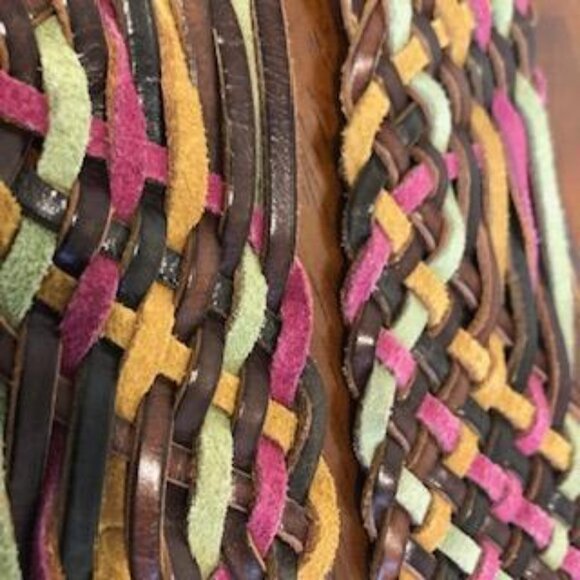 Fossil Woven Multicolor Leather Buckle Belt Size M. - Picture 16 of 16